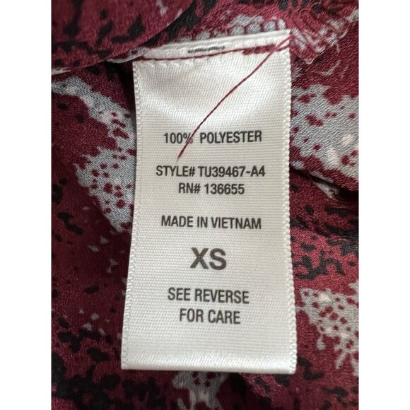 West Kei Wmns Tie Front Blouse~Size XS~Red Gray Black 3/4 Sleeve~NWOT ~ L4 28 - Picture 9 of 10
